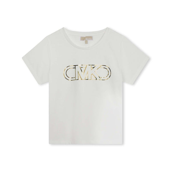 Girls White Logo-Print Cotton T-shirt