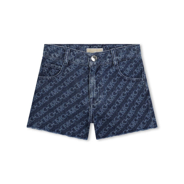 Girls Denim Blue Logo-Print Denim Shorts