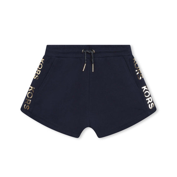 Girls Navy Blue Logo-Lettering Shorts