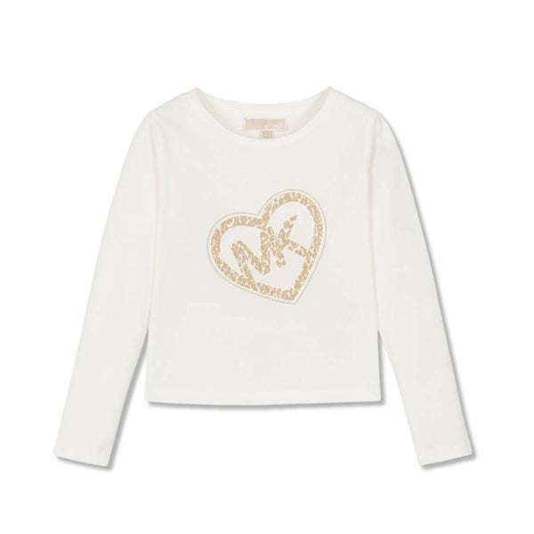 Girls White Cotton MK Logo T-Shirt