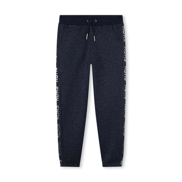 Girls Navy Blue Side-Logo Trouser