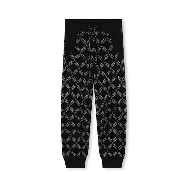 Girls Black Logo-Jacquard Knitted Trousers