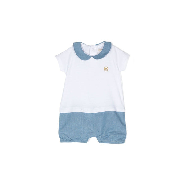 Baby White & Blue Cotton Shortie