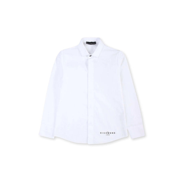 Boys White Logo Print Shirt
