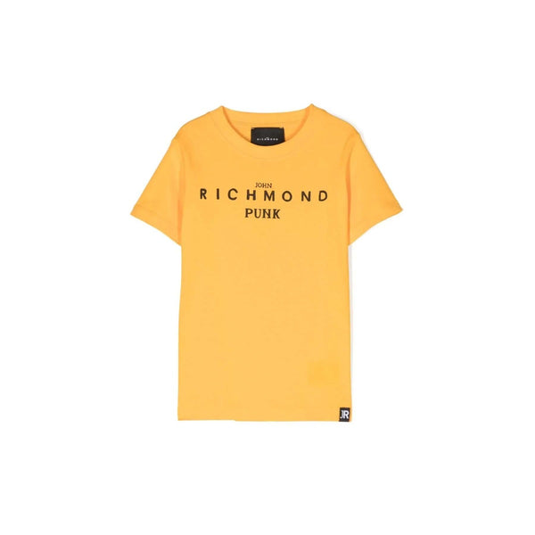 Boys Yellow Logo Print Cotton T-Shirt