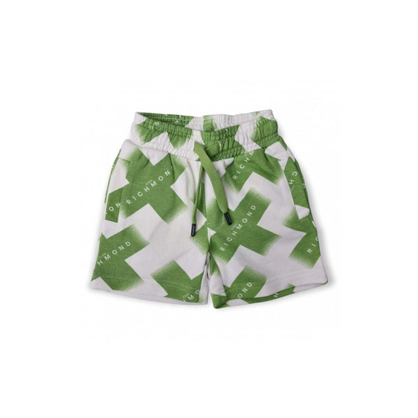 Boys Green & White Cotton Shorts