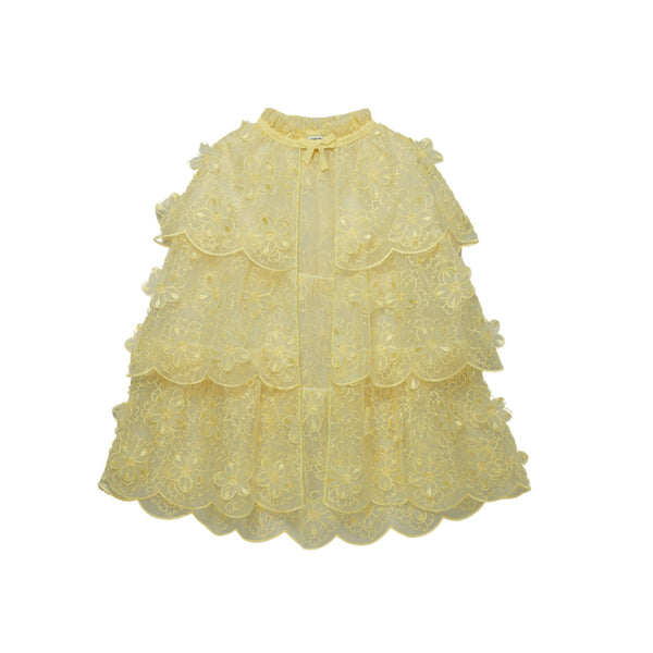 Yellow 3-D Organza Cape