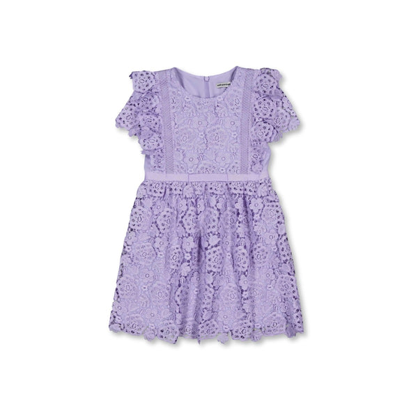 Girls Purple Floral Lace Dress