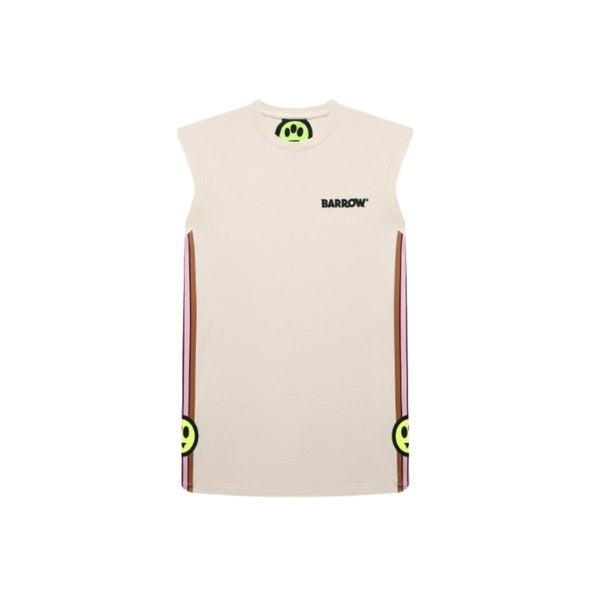 Girls Cream Logo-Print Sleeveless Dress