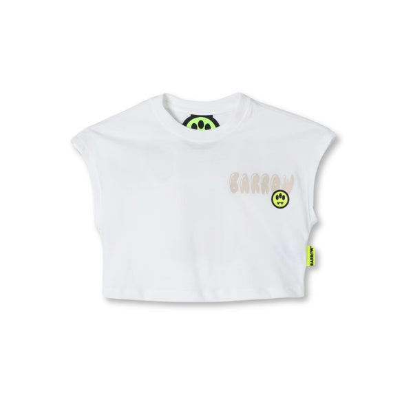 Girls White Crew Neck Tank Sleeveless T-Shirt