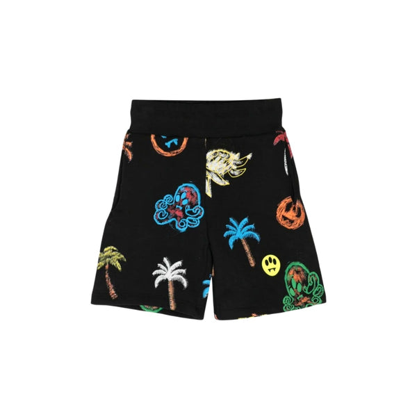 Unisex Black illustration-Print Cotton-Jersey Shorts