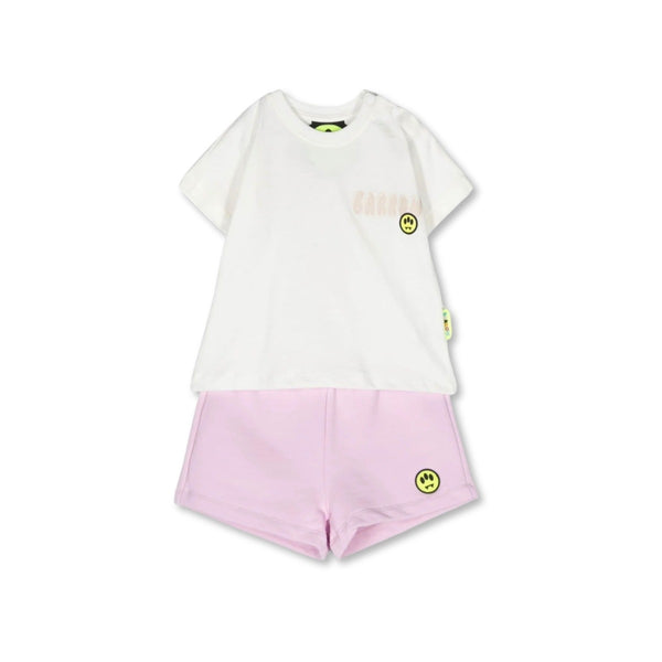 Baby Unisex White & Purple Shorts Set