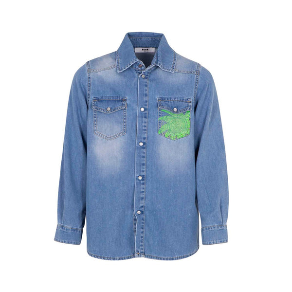 Boys Denim Blue Cotton Shirt