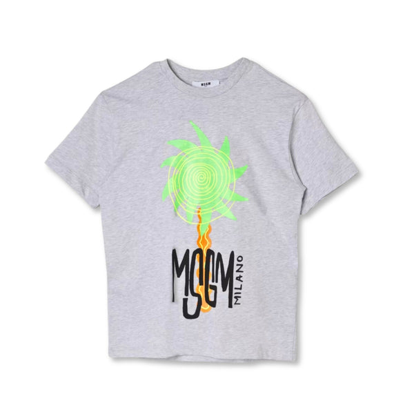 Boys Grey Graphic-Print Cotton T-shirt