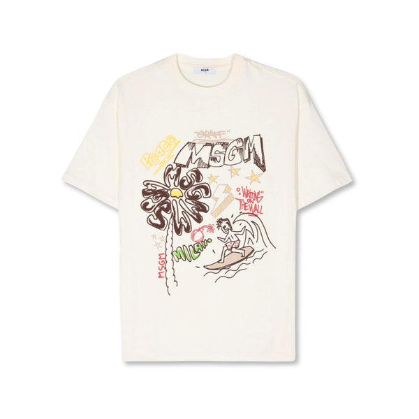 Boys Cream Logo-Print Cotton T-shirt