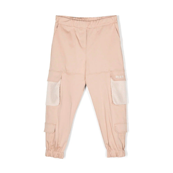 Girls Beige Mesh-Panelling Trouser