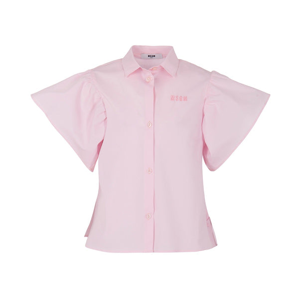 Girls Pink Logo-Embroidered Cotton Shirt