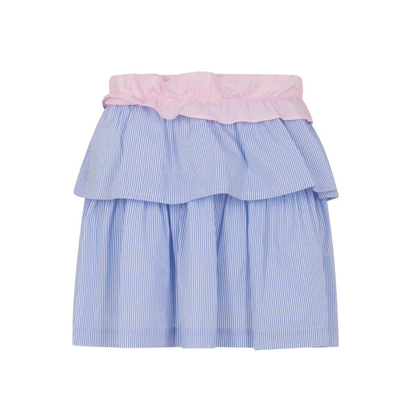 Girls Blue Striped Cotton Skirt