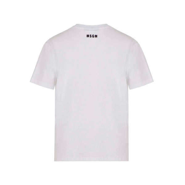 Girls White Flower Print Cotton T-Shirt