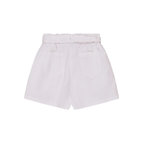 Girls White Cotton Shorts