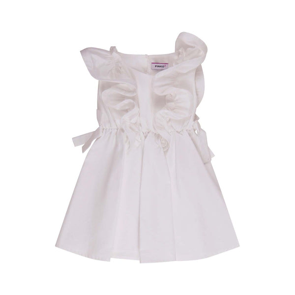 Girls White Popelin Cotton Dress