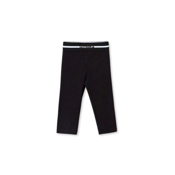 Girls Black Logo Waste Leggings