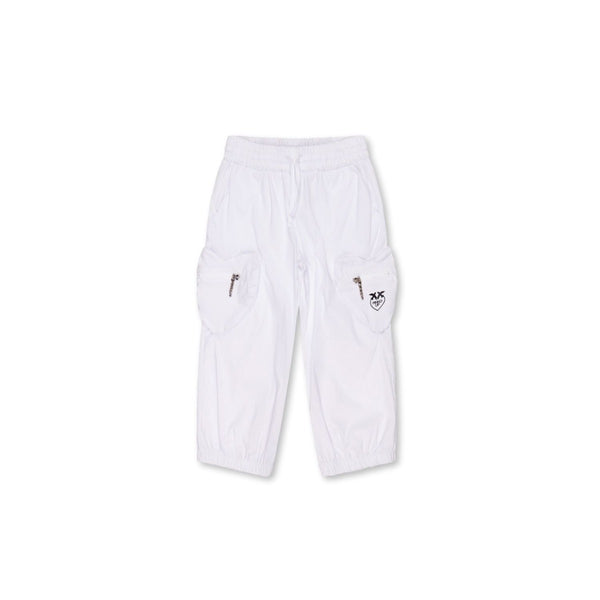 Girls White Heart Pocket Trouser