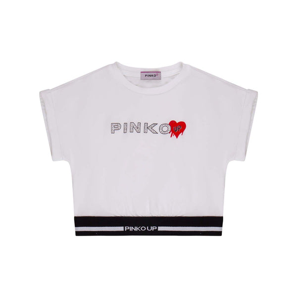 Girls White Stretch Jersey T-Shirt