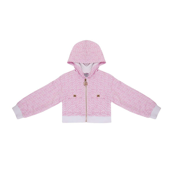 Girls Pink  Zipped Hoodie With Pockets