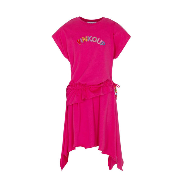 Girls Pink Logo Knitted Cotton Dress
