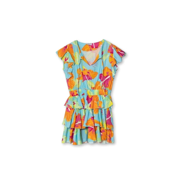 Girls Multi-Color Floral Print Dress