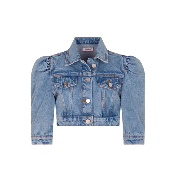 Girls Denim Blue Jacket With High Shoulders