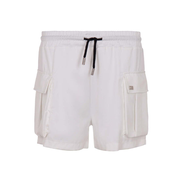 Girls White Cargo-Style Satin Shorts