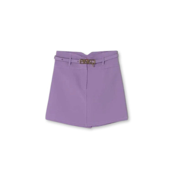 Girls Purple Logo-Belt Skirt