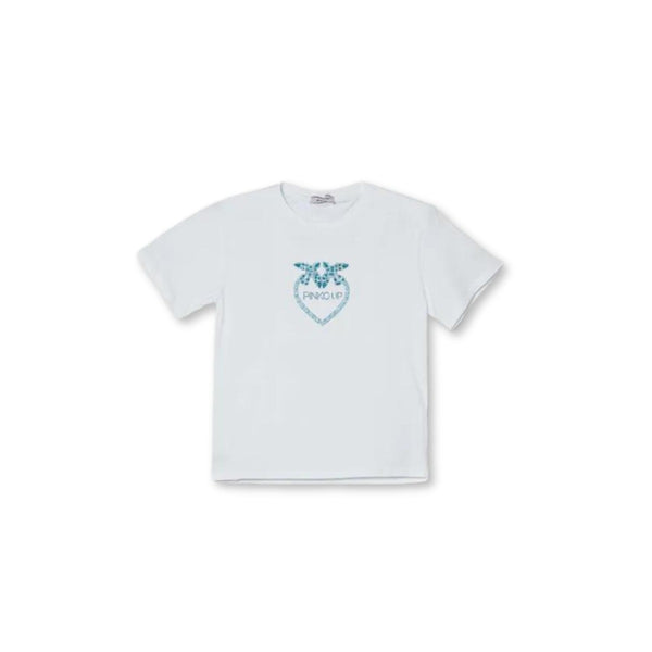 Girls White Bubble T-shirt With Studded Logo