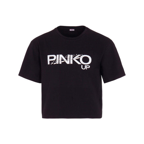 Girls Black Cut-Out Logo-Detail T-shirt
