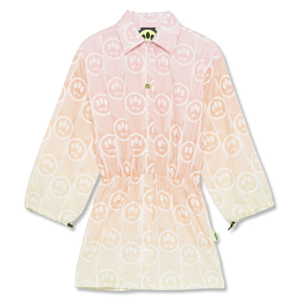 Girls Pink All-Over Logo Print Poplin Dress