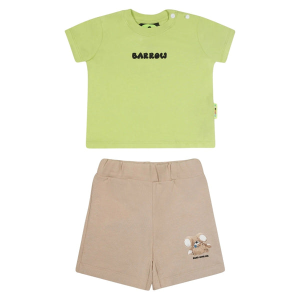 Baby Boys Green & Beige Shorts Set