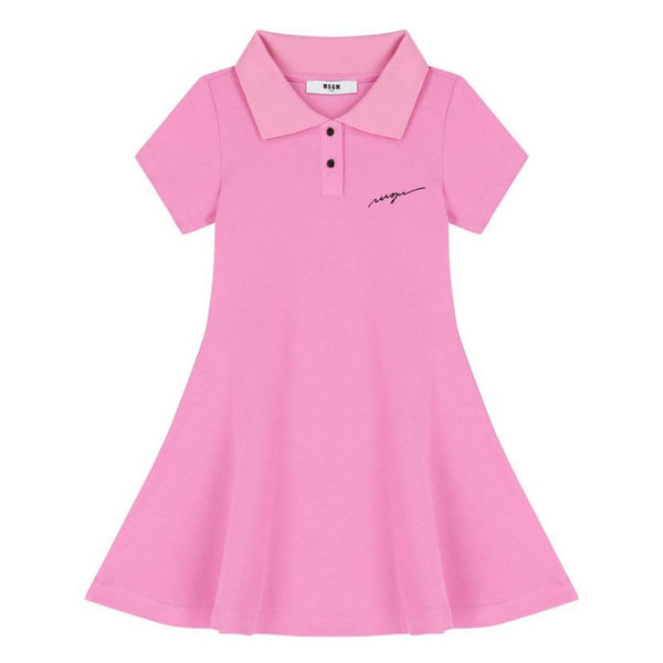 Girls Pink Logo-Embroidered Polo Dress