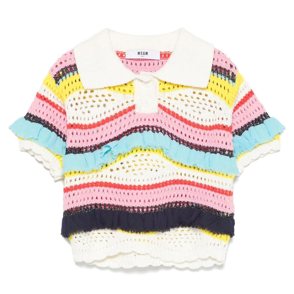 Girls Multi Knit Polo Top