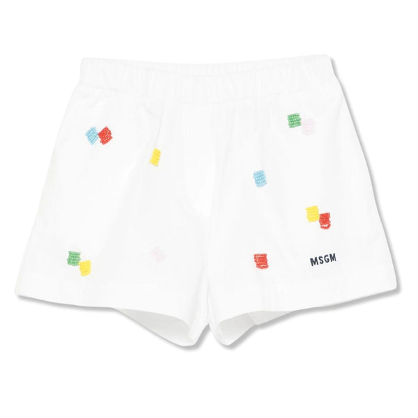 Girls White Bead-embellished Short