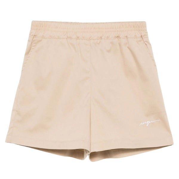 Girls Beige Logo-Print Track Shorts