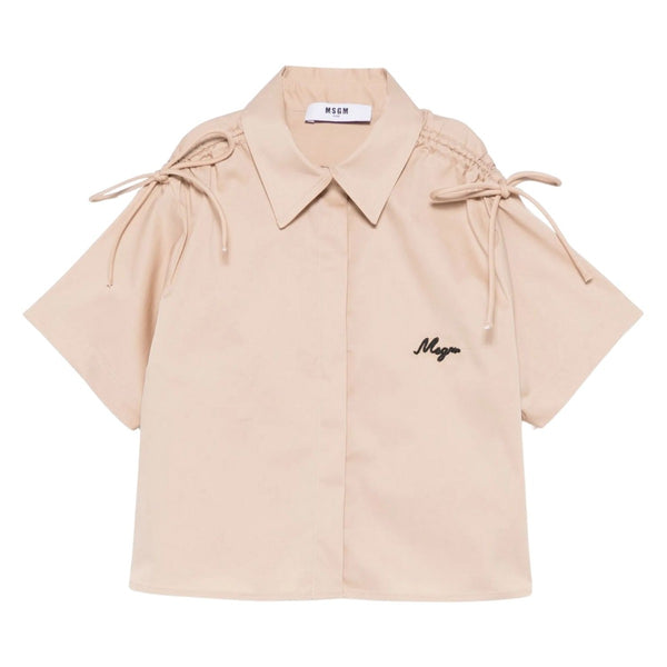 Girls Beige Crop Shirt