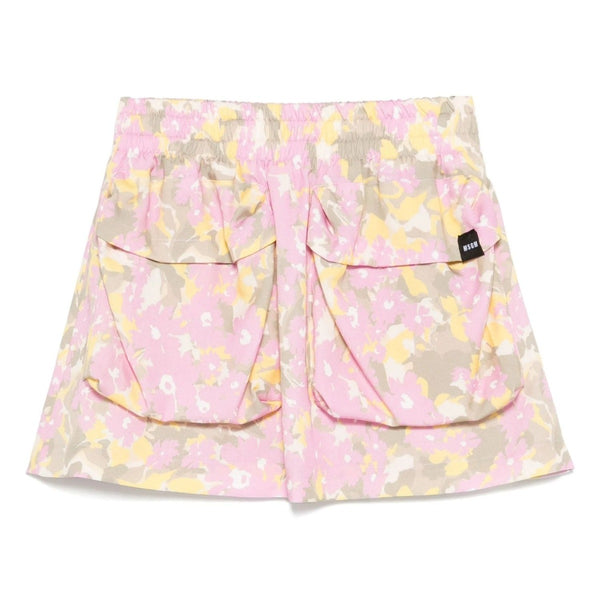 Girls Pink Colour Pattern Skirt
