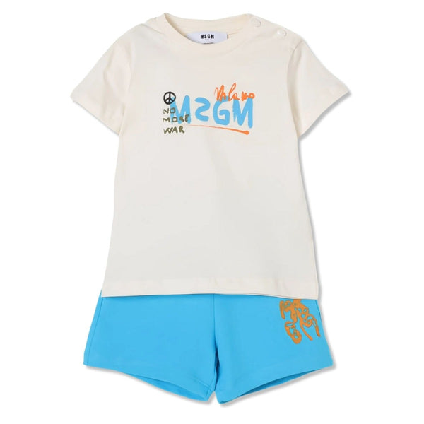 Baby Boys Cream & Turquoise Short Set