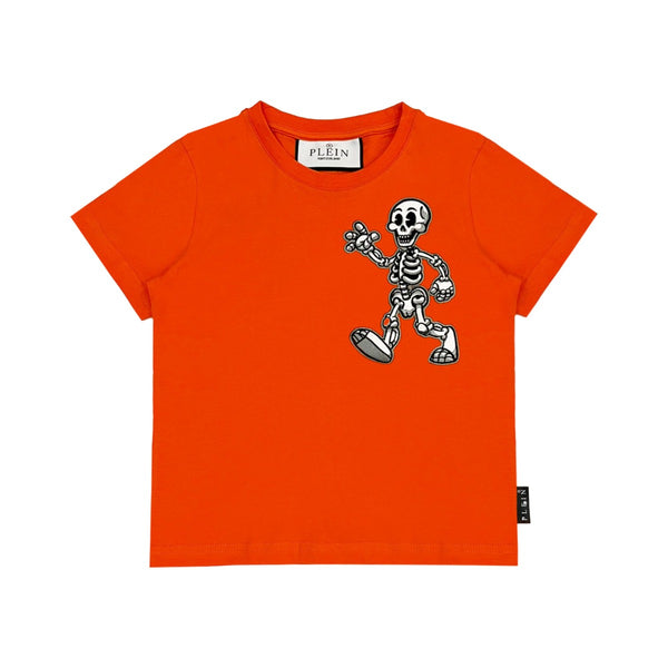 Boys Orange Skully Gang Cotton T-shirt