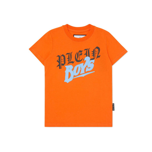 Boys Orange Logo-Print Cotton T-Shirt