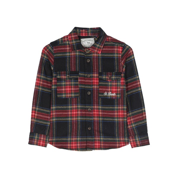 Boys Logo-Embroidered Tartan Shirt