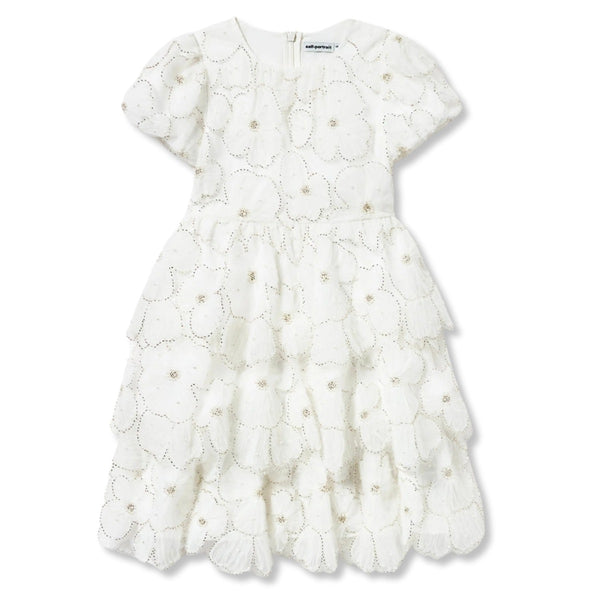 Girls White Embellished Tulle Dress