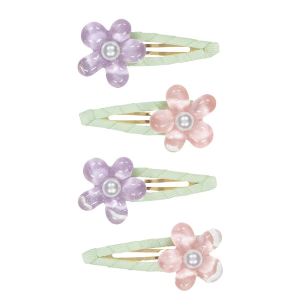 Girls Pink & Purple Flower Hairclips (4 pack)